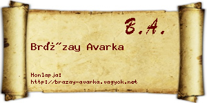 Brázay Avarka névjegykártya